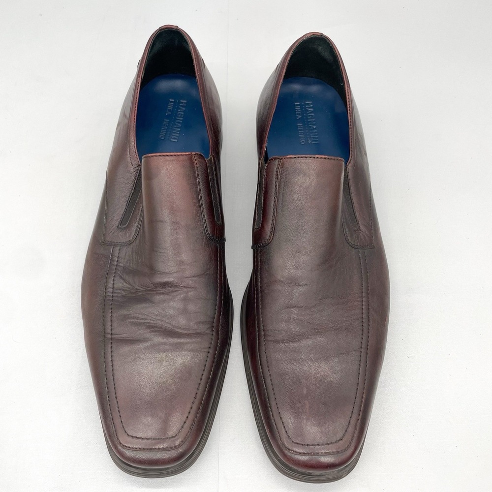 Magnanni Mens 12M Linea Merino Loafers Brown Leather Apron Toe Dress Shoe SlipOn